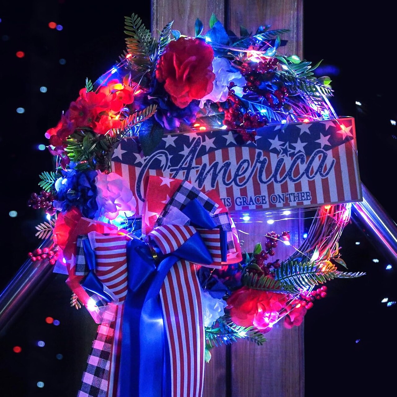2 Pack Red White and Blue Fairy Lights Battery Operated, Total 200 LED 66ft Battery Powered Twinkle Light with Remote, 8 Modes Red White and Blue String Lights for 4th of July Decorations